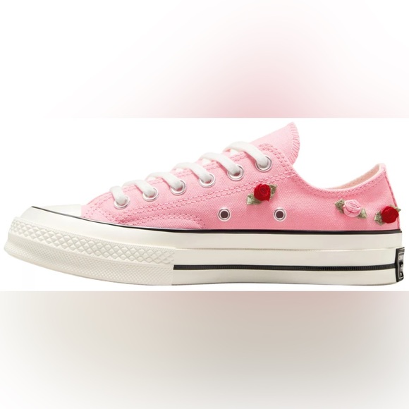 Pink Floral Women's Converse Chuck Low Top Sneakers - Picture 3 of 7